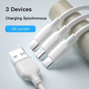 <span class=keywords><strong>Cable</strong></span> de Carga Rápida <span class=keywords><strong>3</strong></span> en 1 de PVC Tipo C <span class=keywords><strong>Micro</strong></span> <span class=keywords><strong>USB</strong></span> EV <span class=keywords><strong>3</strong></span> Colores 1.2m 2.4A para iPhone y Teléfonos Android, <span class=keywords><strong>Cable</strong></span> de Datos de Silicona - Product Image 3