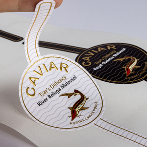 Etiqueta Personalizada para Latas de Caviar, Impresión de Logotipo en Lámina Dorada, Etiqueta para Latas de Caviar, Etiqueta Adhesiva para Envases de Alimentos de Lujo - Product Image 2