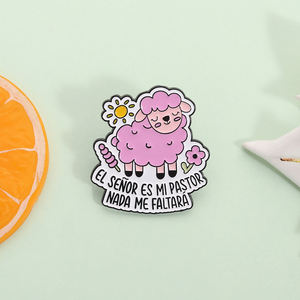 Pin Enamel Yesus Domba Merah Muda Iman EL SENOR ES MI PASTOR NADA ME FALTARA Bros Pin Kerah Perhiasan Hadiah Grosir - Product Image 2