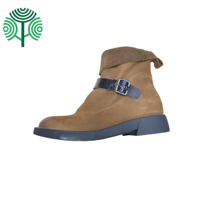 Botines de Ante 100% Cuero Vacuno para Mujer, Estilo Chelsea, Tallas Grandes, Tacón Grueso Retro, Personalización de Logotipo - Product Image 1