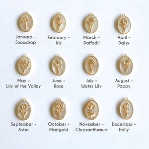 Collar de acero inoxidable con diseño de flor de 18K, Gargantilla con colgante Floral de 12 meses, estilo Oval, resistente al agua, para el día de la madre, <span class=keywords><strong>2022</strong></span> - Product Image 6