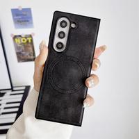 Étui en similicuir de qualité supérieure pour Samsung S22/S23/S24 +/21Ultra avec couverture arrière de charge sans fil magnétique cachée