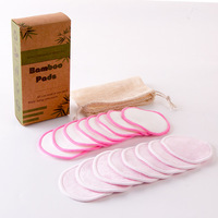 Puffs démaquillants réutilisables en velours de fibre de bambou 3 couches, écologiques, 8 cm, certifiés Oeko-Tex, rose