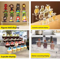 Présentoir en acrylique durable et transparent, trapézoïdal, multi-niveaux, pour cupcakes, parfums et poupées