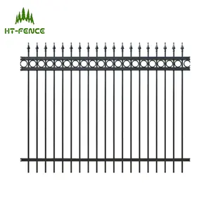 HT-FENCE Commercial Soldada Ferro Forjado Portão Grill Esgrima para Jardim Cerca com Spear top