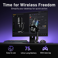Microphone de jeu sans fil Maono DM40 Pro USB avec modification vocale IA, moniteur direct pour ordinateur et téléphone portable, logiciel inclus