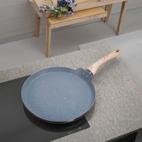 Vente en gros de poêle à frire antiadhésive en aluminium durable et facile à nettoyer avec long manche