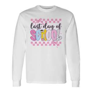 T-shirt à manches longues pour enfants, design nœud coquette, tenue d'été, dernier jour d'école - Product Image 1