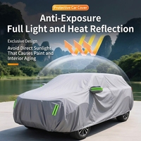 Housse de voiture universelle pour SUV personnalisée, argentée, noire, avec bande réfléchissante, protection UV, housse de voiture complète pour extérieur