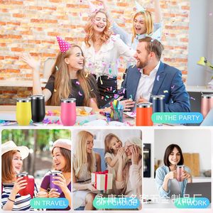 Stainless Steel Tumbler 16oz Eggshell Shape <b>Double</b> <b>Wall</b> Insulated With Straw For Party Outdoor Use - Product Image 4