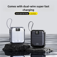 Nouvelle conception de batterie externe 10000mAh avec lumière LED, charge rapide QC3.0 PD 22.5W, portable, type-C, câble intégré