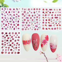 Autocollants pour ongles en forme de rose 2D personnalisés OEM, autocollants pour doigts, décorations pour ongles, décalcomanies, charmes pour ongles de luxe, accessoires pour filles