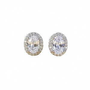 Truestar S925 Sterling Silver Plated 18K White Gold Oval <b>Bag</b> <b>Stud</b> Earrings 0.5Carat Moissanite Women's Trendy Wedding Gift - Product Image 3