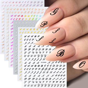 Noir blanc gothique lettre Nail Art autocollants Y2K anglais Alphabet Inscription conception adhésif décalcomanies Halloween <span class=keywords><strong>manucure</strong></span> fournitures - Product Image 1