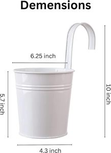 Paquete de 4 macetas de barandilla de Metal con recubrimiento en polvo de Color personalizable, macetas de jardín colgantes grandes y pequeñas para interiores y exteriores, maceta nueva - Product Image 2