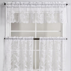 Ensemble de 3 cantonnières de rideaux de cuisine blancs transparents de 14 pouces pour l'habillage de fenêtre de cuisine - Product Image 3