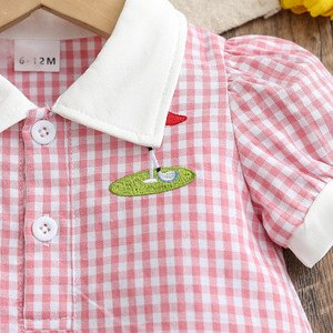Vestito Estivo per Bambine in Cotone Morbido, Nuova Collezione, Elegante Abito a Collo Alto con Motivo a Quadri e Finiture in Pizzo - Product Image 4