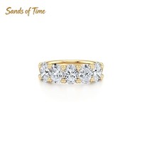 Bague en argent sterling S925 avec cinq pierres de moissanite taille émeraude, sertie à griffes, pour femme, vente en gros d'usine OEM ODM