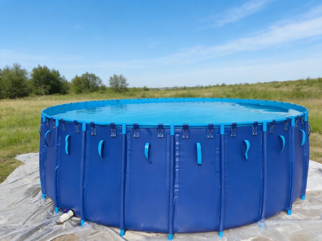 Custom Size Sturdy Frame Support PVC Tarpaulin Fish Pond Fish Farming Plastic Water Storage Tank for Live Fish Aquaculture