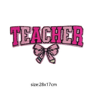 Tamaño grande colorido brillo Chenille enseñar lápiz lentejuelas camisa parches hierro en profesor para Jeans ropa - Product Image 4