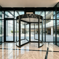 Porte tournante automatique à trois ailes en verre trempé avec cadre en alliage d'aluminium pour entrée d'hôtel ou de centre commercial