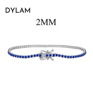 Dylam Luxurious Women Fine Jewelry S925 <b>Silver</b> Rhodium Plated 2mm Iced Out Diamond 5A Zirconia Tennis <b>Bracelet</b> <b>Bangle</b> - Product Image 3