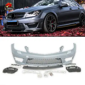 AMG C63 Style Body kit Untuk Mercedes Benz C Class W204 2008-2013 PP Facelift Bumper depan belakang Bumper Diffuser, Rok samping