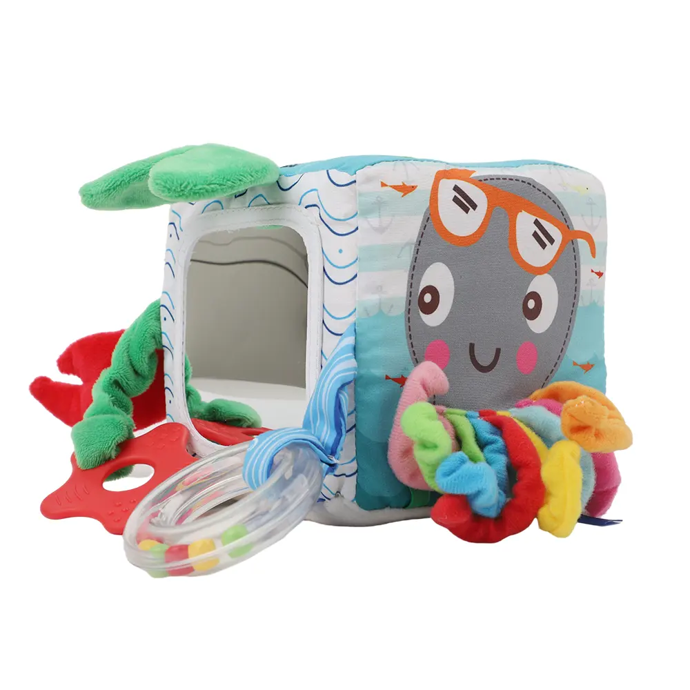Early Learning ocean animals soft Activity Cube Stimulates Senses baby toys