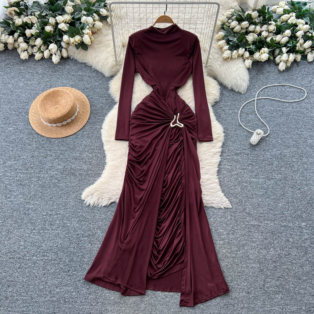 off the shoulder long sleeve dress prom Red Long Sleeves Off-the-shoulder Mermaid Prom Dress With Slit
