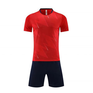 Custom Blue Red Gradient Pinstripe Voetbalshirt Dubbele Kleur 100% Polyester Ademend Snel Droogend Heren Korte Getailleerde Shirt - Product Image 2
