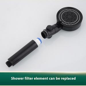 Cabezal de ducha presurizado de mano de cinco velocidades Samurai, elemento de filtro extraíble, rociador de ducha de baño negro, características del inodoro - Product Image 5