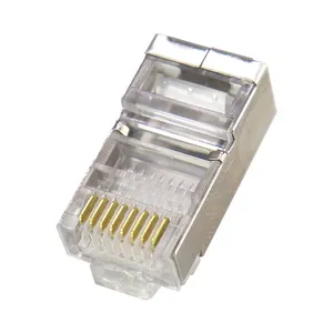 Conector Modular Ethernet Plug UTP STP FTP 8p8c Cat6 Cat 5e rg45 RJ 45 passa pelo conector RJ45 cat5e