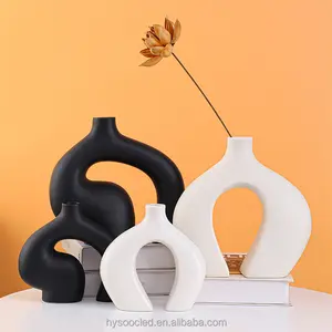 Vaso di fiori in ceramica nordica unico decorazione del corridoio vaso bianco lucido in porcellana per la decorazione della tavola da pranzo della mensola del libro