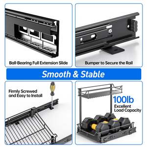 Organizador de gabinete extraíble con toboganes mejorados Estante de fregadero deslizante Estantes de almacenamiento de gabinete Organizador debajo del fregadero - Product Image 4