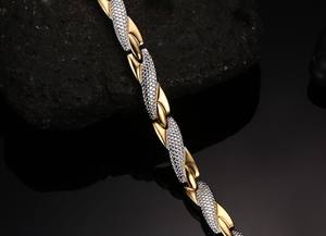 Bracelet en acier inoxydable plaqué or 18 carats, énergie thérapeutique, guérison, serpent, énergie positive quantique, couple, cœur - Product Image 4