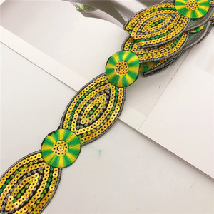 Pita Renda Payet Baru Bordir Bunga Afrika, Pita Hiasan untuk Disetrika pada Kain, DIY Pakaian, 10 Warna, Lebar 5cm - Product Image 5