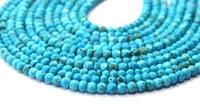 Magnifiques perles rondes facettées en turquoise de qualité AAA, 4-5 mm, brin de 13 pouces de long, certifiées par un tiers, pour la fabrication de bijoux