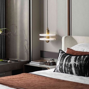 Postmodern Marble Restaurant Pendant <span class=keywords><strong>Light</strong></span> Criativo Nórdico Moderno Mesa De Jantar Bar Counter Bedside LED Flying Saucer Chandelier