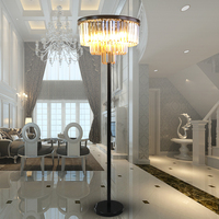 Américain Moderne Scandinave Rétro Luxe Cristal LED Lampadaire 10 'Vertical avec Corps en Fer pour Salon Chambre Hôtels