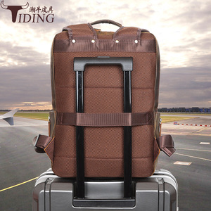 Tiding Dark <b>Brown</b> Leather <b>Backpack</b> 20-35L Laptop Compartment Men's Travel <b>Backpack</b> - Product Image 1