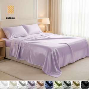Parure De Draps Satin Noire 4 Pièces – 100x190 Cm, Drap Plat, Housse, 2 Taies (neuf)