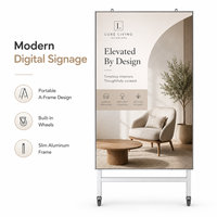 Affichage LED P2.5 GOB avec roulettes verrouillables, portable, éclairé, rétroéclairé, graphique modifiable pour vitrine de magasin, salon professionnel