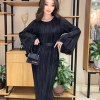 Robe Maxi à lacets à volants pour femmes automne à manches longues pansement mode taille haute élégante robe plissée de fête