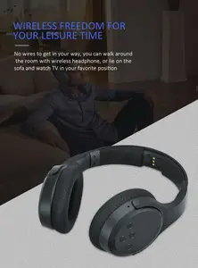 Casque <span class=keywords><strong>TV</strong></span> sans fil 2,4 G OEM/ODM, casque supra-auriculaire <span class=keywords><strong>pour</strong></span> <span class=keywords><strong>TV</strong></span> avec base de charge - Product Image 4
