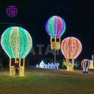 Sculpture lumineuse 3D en forme de montgolfière pour l'éclairage paysager extérieur de Noël dans les parcs, les places publiques, les rues et les parcs à thème - Product Image 4