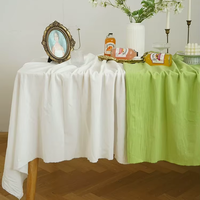 Nappe unie en coton et lin vert fruit de printemps, tissu de fond décoratif blanc pour desserts, mariages en extérieur et anniversaires