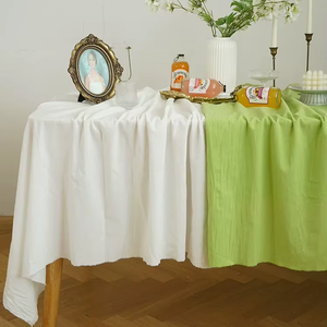 Nappe en <span class=keywords><strong>coton</strong></span> et lin vert pur printanier, nappe <span class=keywords><strong>de</strong></span> dessert, tissu <span class=keywords><strong>de</strong></span> fond décoratif blanc pour <span class=keywords><strong>mariage</strong></span> en extérieur et anniversaire - Product Image 1