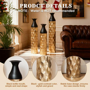 แจกันโลหะเคลือบเงา ดีไซน์ทันสมัย สีขาว ชุด 3 ใบ ขนาดใหญ่ 24.8 นิ้ว/29 นิ้ว/33.8 นิ้ว สำหรับตกแต่งบ้าน แจกันตั้งพื้น - Product Image 3