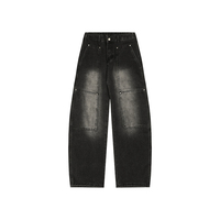 Jean Carpenter OEM pour Homme, Coupe Ample et Large, en Denim, avec Poches Plaquées, Style Workwear, Bleu et Noir, Fournisseur