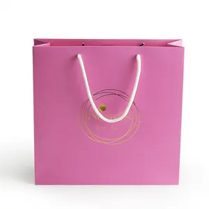 Custom Logo Pink Black Cardboard Eco-friendly Promotional Retail Garment Clothing Men Shoe T-shirt Packaging Paper Bag